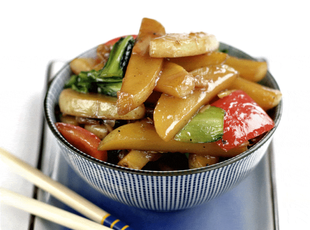 asian style vegan stir-fry potatoes